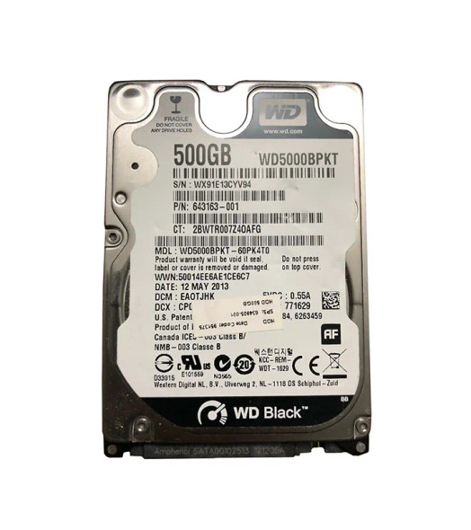 643163-001 - HP 500GB 7200RPM SATA 3Gb/s 2.5-inch Hard Drive