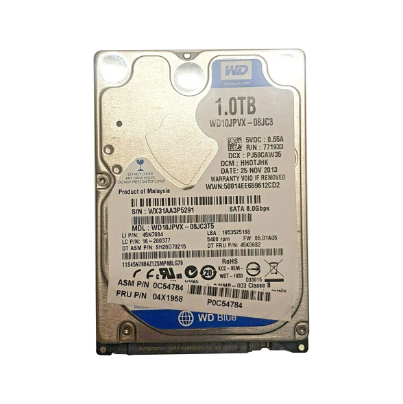 04X1958 - Lenovo 1TB 5400RPM SATA 6Gb/s 8MB Cache 2.5-inch Hard Drive