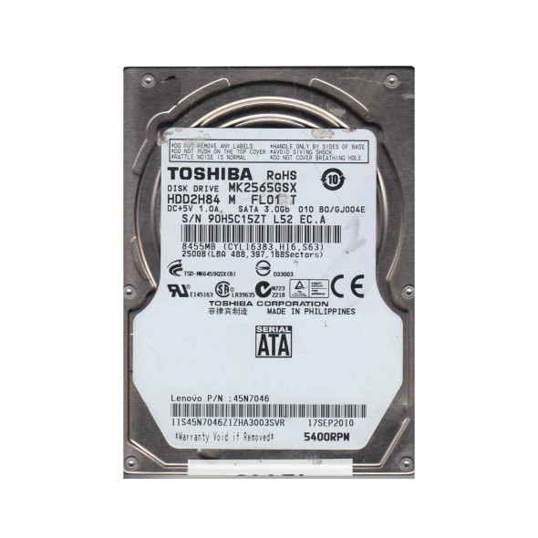 45N7046 - Lenovo 250GB 5400RPM SATA 3Gb/s 2.5-inch Hard Drive