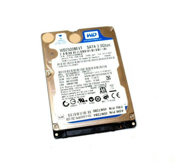 45N7285 - Lenovo 250GB 5400RPM SATA 3Gb/s 8MB Cache 2.5-inch Hard Drive