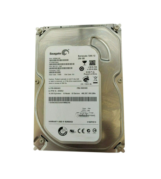 45K0408 - Lenovo 250GB 7200RPM SATA 3Gb/s 8MB Cache 3.5-inch Hard Drive for ThinkCentre