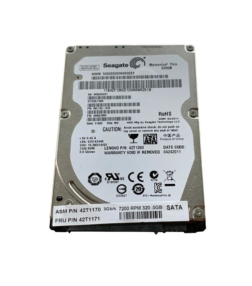 42T1171 - Lenovo 320GB 7200RPM SATA 3Gb/s 16MB Cache 2.5-inch Hard Drive