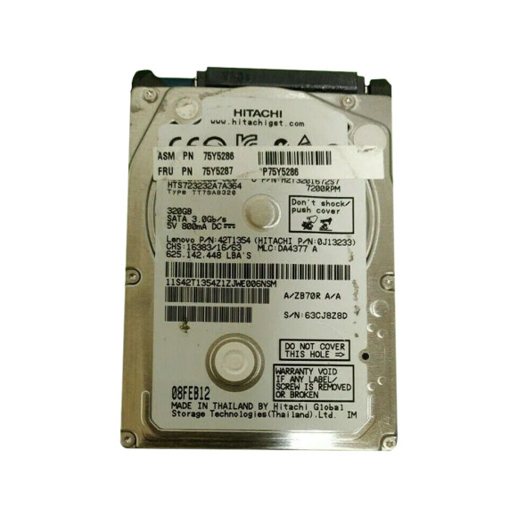 75Y5287 - Lenovo 320GB 7200RPM SATA 3Gb/s 16MB Cache 2.5-inch Hard Drive