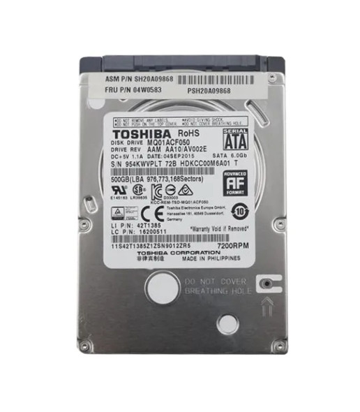 04W0583 - Lenovo 500GB 7200RPM SATA 6Gb/s 16MB Cache 2.5-inch Hard Drive for ThinkPad