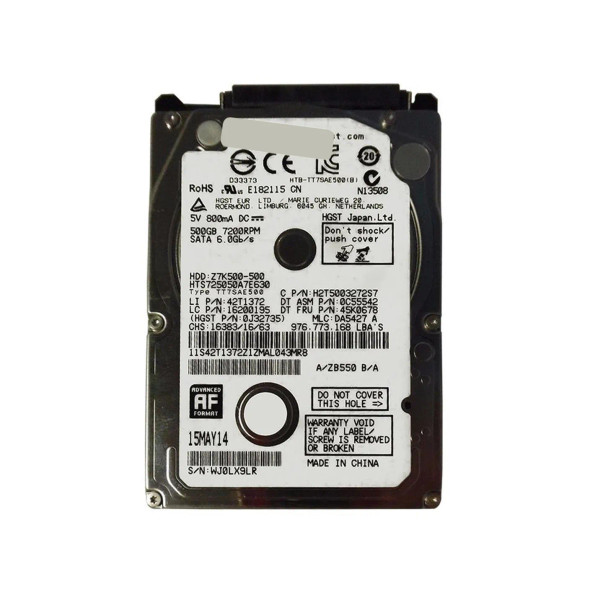0C55542 - Lenovo 500GB 7200RPM SATA 6Gb/s 32MB Cache 2.5-inch Hard Drive