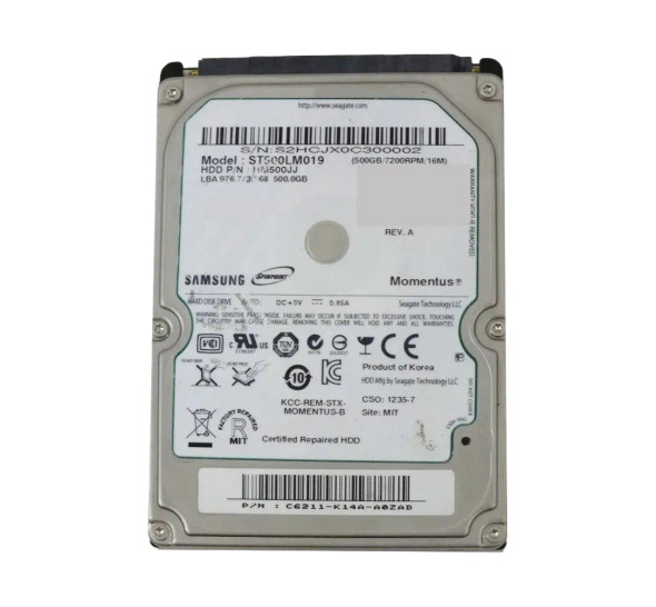 ST500LM019 - Seagate 500GB 7200RPM SATA 3Gb/s 16MB Cache 2.5-inch Hard Drive