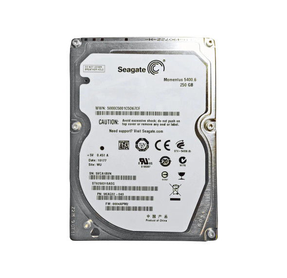 ST9250315ASG - Seagate Momentus 5400.6 250GB 5400RPM 8MB Cache SATA 3Gb/s 2.5-inch Hard Drive