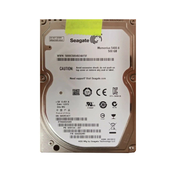 9HH134-287 - Seagate Momentus 5400.6 500GB 5400RPM 8MB Cache SATA 3Gb/s 2.5-inch Hard Drive