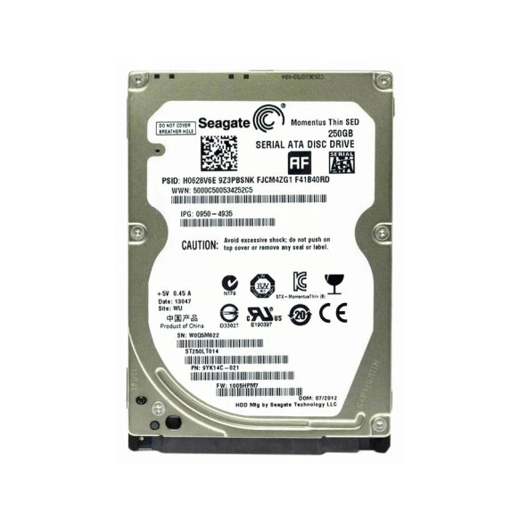ST250LT014 - Seagate Momentus Thin 250GB 7200RPM 16MB Cache SATA 3Gb/s 2.5-inch Hard Drive