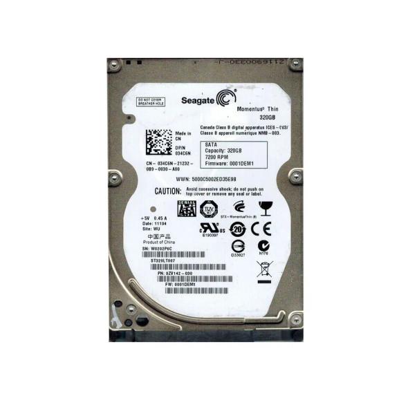 9ZV142-030 - Seagate Momentus Thin 320GB 7200RPM 16MB Cache SATA 3Gb/s 2.5-inch Hard Drive