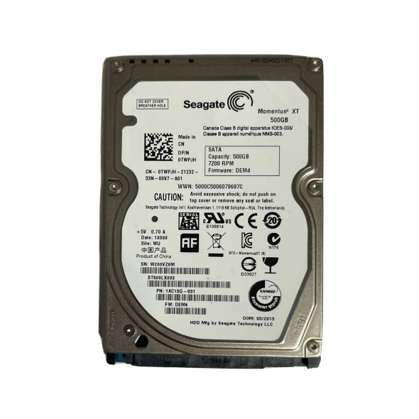 1AC15G-031 - Seagate Momentus XT 500GB 7200RPM SATA 6Gb/s 32MB Cache 2.5-inch Hard Drive