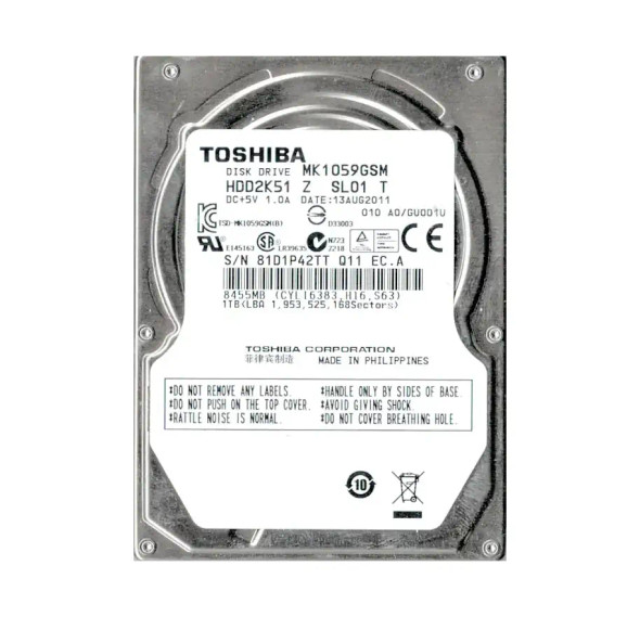 HDD2K51 - Toshiba 1TB 5400RPM SATA 3Gb/s 8MB Cache 2.5-inch Hard Drive