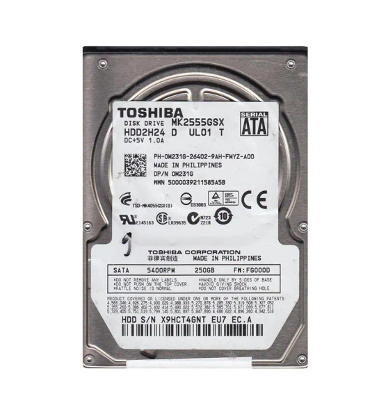MK2555GSX - Toshiba 250GB 5400RPM 8MB Cache SATA 3Gb/s 2.5-inch Hard Drive