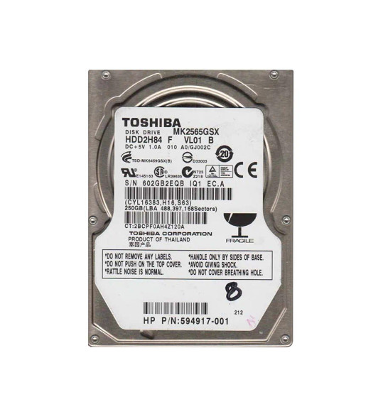 MK2565GSXF - Toshiba 250GB 5400RPM SATA 3Gb/s 2.5-inch Hard Drive