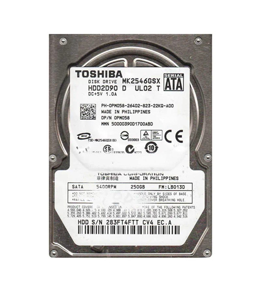 HDD2D90 - Toshiba 250GB 5400RPM SATA 3Gb/s 8MB Cache 2.5-inch Hard Drive