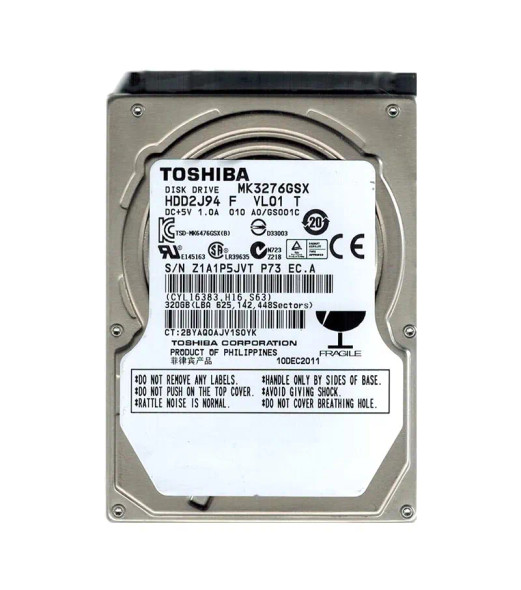 HDD2J94 - Toshiba 320GB 5400RPM SATA 3Gb/s 8MB Cache 2.5-inch Hard Drive