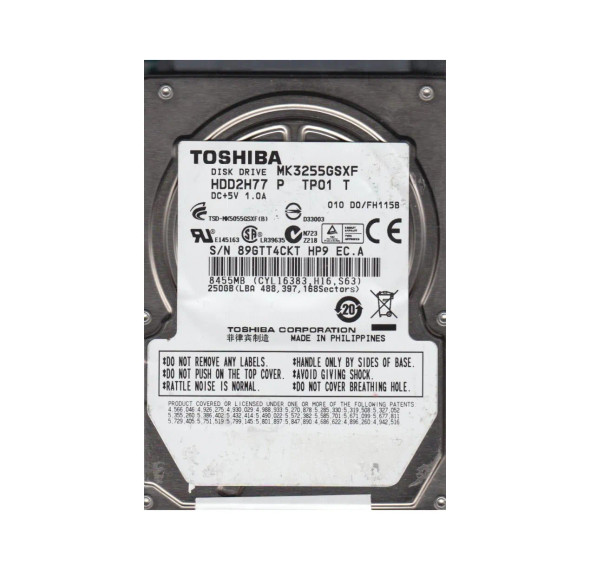 MK3255GSXF - Toshiba 320GB 5400RPM SATA 3Gb/s 8MB Cache 2.5-inch Hard Drive