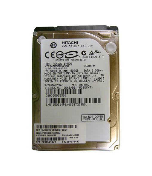 P000519120 - Toshiba 500GB 5400RPM SATA 3Gb/s 8MB Cache 2.5-inch Hard Drive
