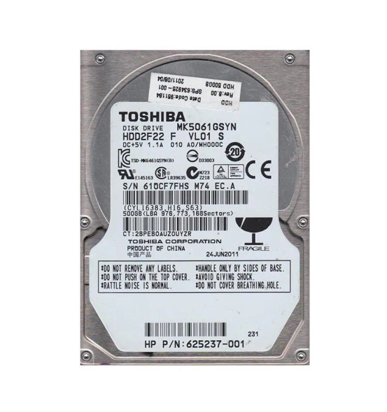 MK5061GSYN - Toshiba 500GB 7200RPM 16MB Cache SATA 3Gb/s 2.5-inch Hard Drive