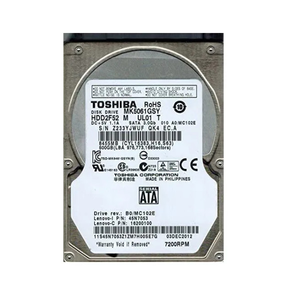 HDD2F52 - Toshiba 500GB 7200RPM SATA 3Gb/s 16MB Cache 2.5-inch Hard Drive