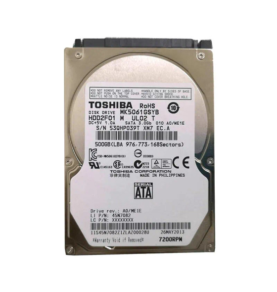 MK5061GSYB - Toshiba 500GB 7200RPM SATA 3Gb/s 16MB Cache 2.5-inch Hard Drive