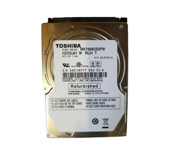 HDD2J51W - Toshiba 750GB 5400PM SATA 3Gb/s 2.5-inch Hard Drive