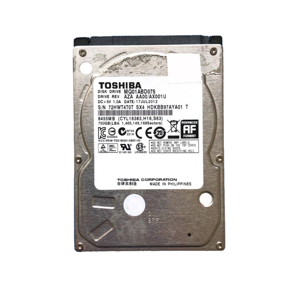HDKBB97AYA01 - Toshiba 750GB 5400PM SATA 3Gb/s 2.5-inch Hard Drive