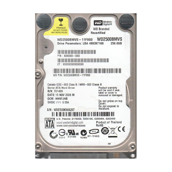 WD2500BMVS - Western Digital 250GB 5400RPM SATA 3Gb/s 8MB Cache 2.5-inch Hard Drive