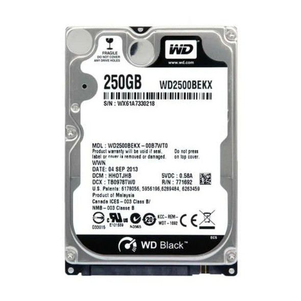 WD2500BEKX - Western Digital Black 250GB 7200RPM SATA 6Gb/s 16MB Cache (CE) 2.5-inch Hard Drive