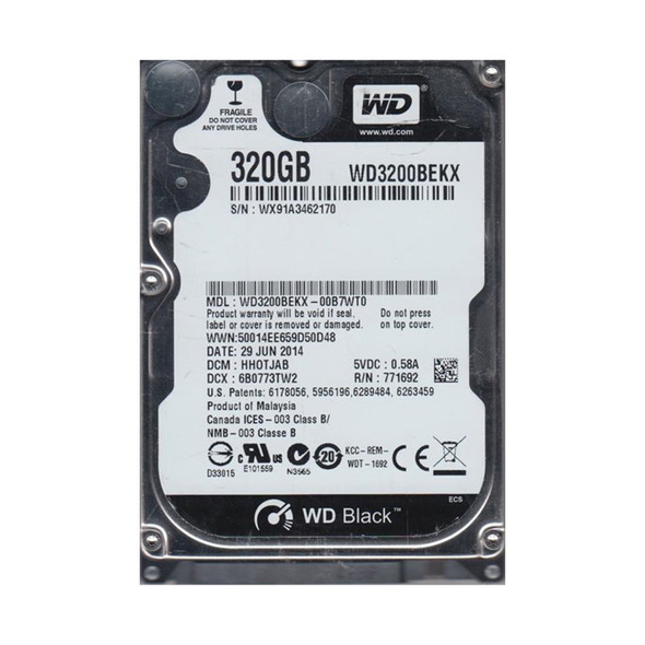 WD3200BEKX-00B7WT0 - Western Digital Black 320GB 7200RPM SATA 6Gb/s 16MB Cache (RoHS) 2.5-inch Hard Drive