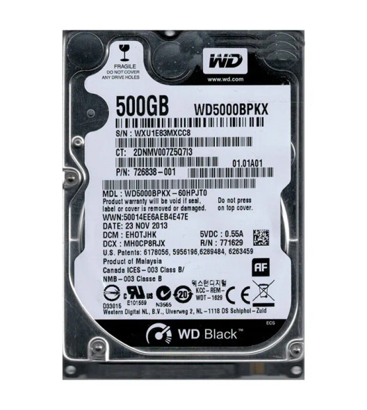 WD5000BPKX-60HPJT0 - Western Digital Black 500GB 7200RPM SATA 6Gb/s 16MB Cache 2.5-inch Hard Drive
