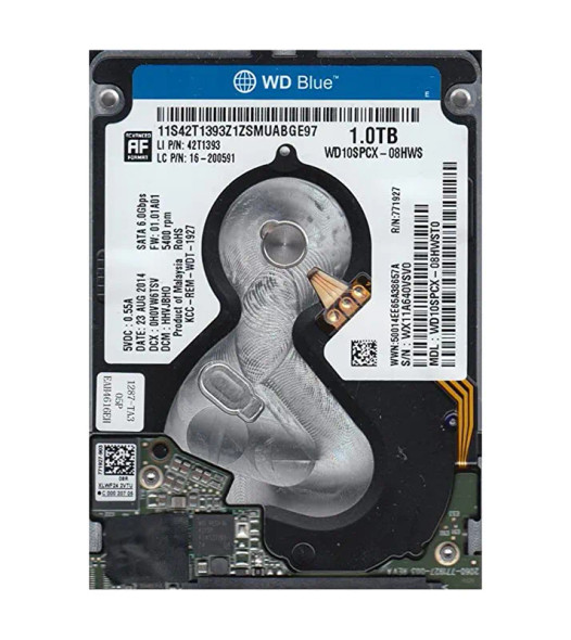 WD10SPCX-08HWST0 - Western Digital Blue 1TB 5400RPM SATA 6Gb/s 16MB Cache 2.5-inch Hard Drive