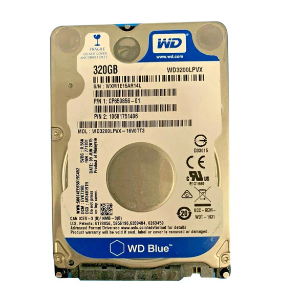 WD3200LPVX-16V0TT3 - Western Digital Blue 320GB 5400RPM SATA 6Gb/s 8MB Cache 2.5-inch Hard Drive