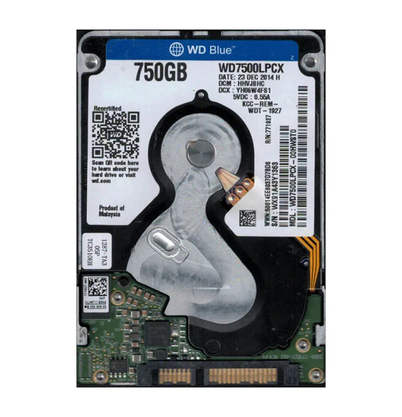 WD7500LPCX-00HWST0 - Western Digital Blue 750GB 5400RPM SATA 6Gb/s 16MB Cache 2.5-inch Hard Drive