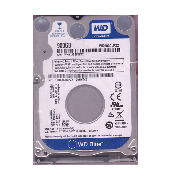 WD9000LPZX - Western Digital Blue 900GB 5400RPM SATA 6Gb/s 64MB Cache 2.5-inch Hard Drive