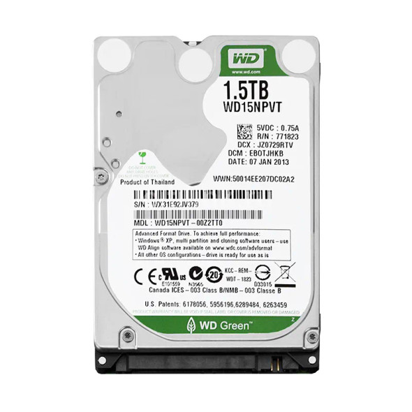 WD15NPVT - Western Digital Green 1.5TB 5400RPM SATA 3Gb/s 8MB Cache 2.5-inch Hard Drive