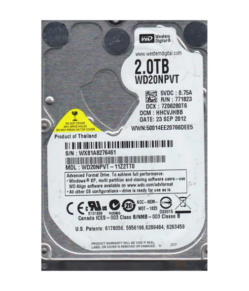 WD20NPVT-11Z2TT0 - Western Digital Green 2TB 5400RPM SATA 3Gb/s 8MB Cache 2.5-inch Hard Drive