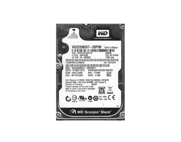 WD3200BEKT-08PVMT1 - Western Digital Scorpio Black 320GB 7200RPM SATA 3Gb/s 16MB Cache 2.5-inch Hard Drive