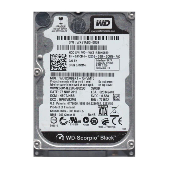 WD3200BEKT-75PVMT0 - Western Digital Scorpio Black 320GB 7200RPM SATA 3Gb/s 16MB Cache 2.5-inch Hard Drive