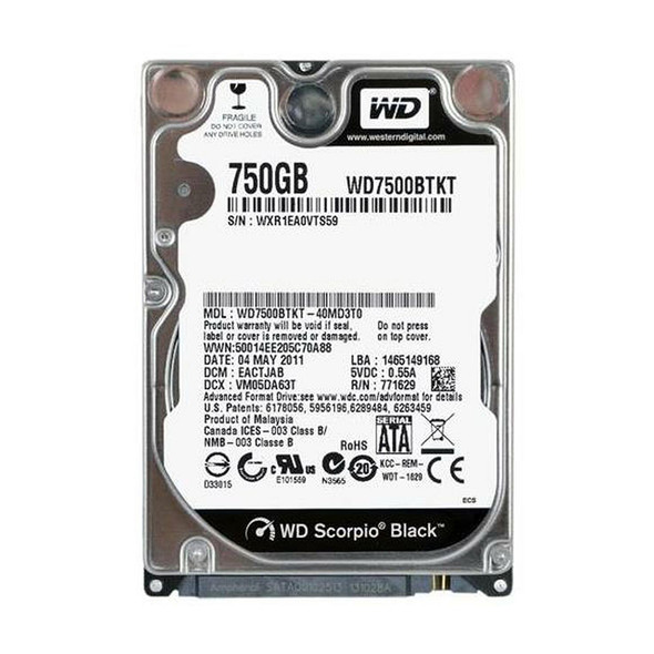 WD7500BTKT - Western Digital Scorpio Black 750GB 7200RPM SATA 3Gb/s 16MB Cache 2.5-inch Hard Drive