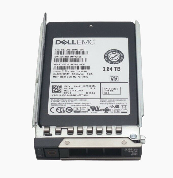 FYP5F - Dell 3.84TB SATA 6Gb/s Read Intensive TLC (512e) 2.5-inch Solid State Drive With Tray For PowerEdge G14