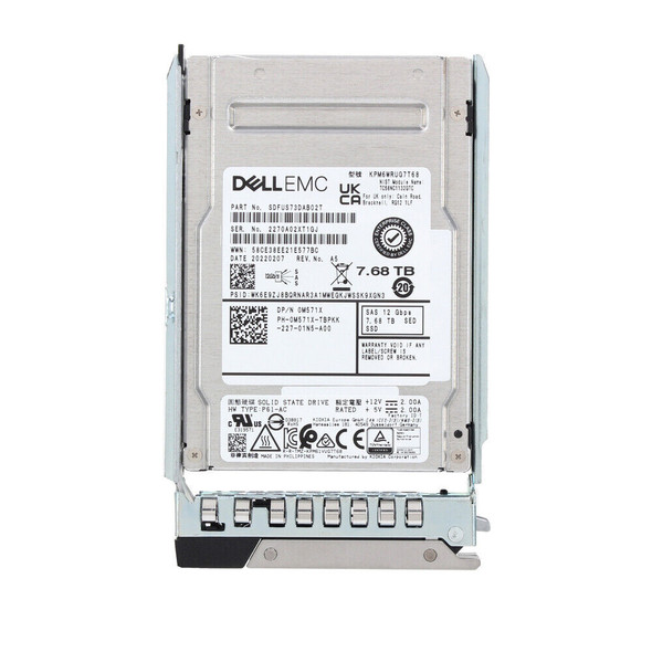 M571X - Dell 7.68TB 12Gb/s 2.5-inch SFF vSAS 512e Enterprise Solid State Drive with Tray for 14g 15g 16g PowerEdge Server
