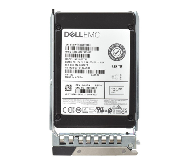 Y8H7M - Dell 7.68TB SAS 24Gb/s Triple-Level Cell Read Intensive Hot-Swappable 2.5-In Solid State Drive for PowerEdge C6420