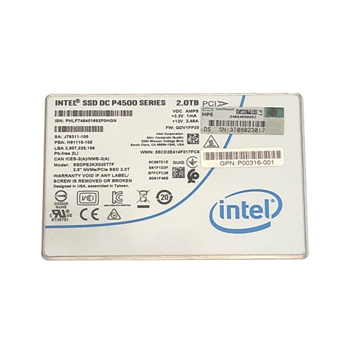 SSDPE2KX020T7K - Intel DC P4500 2TB NVMe 2.5-inch Solid State Drive