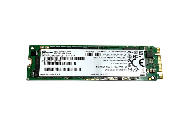 MTFDDAV480TCB-1AR1ZABHA - Micron 480GB SATA 6Gb/s M.2 2280 Solid State Drive Hpe Oem