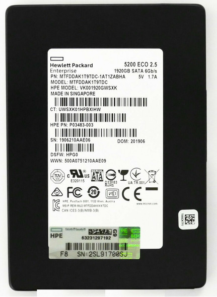 MTFDDAK1T9TDC-1AT1ZABHA - Micron 5200 Eco 1.92TB SATA 6Gb/s Triple-Level Cell 3D NAND 2.5-inch Solid State Drive Hpe Oem