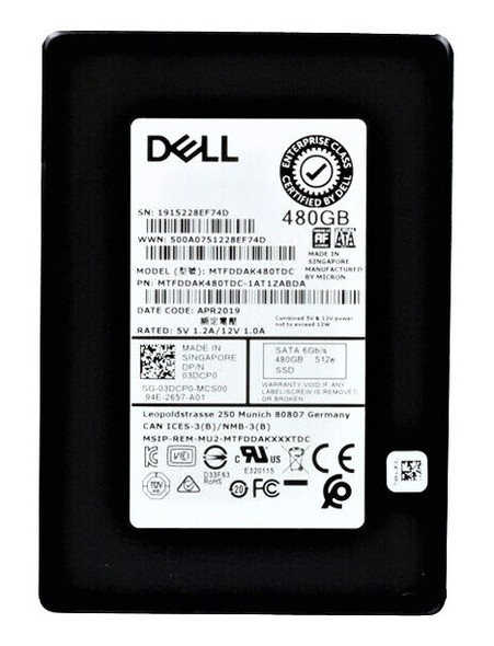 MTFDDAK480TDC-1AT1ZABDA - Micron 5200 ECO 480GB SATA 6Gb/s Read Intensive NAND TLC 2.5-inch Solid State Drive
