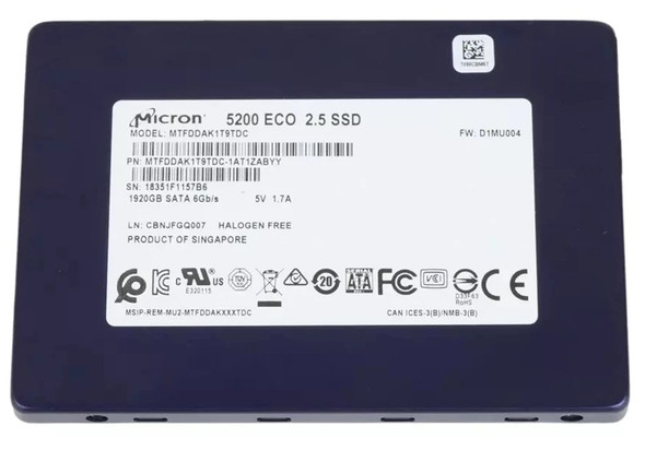 MTFDDAK1T9TDC-1AT1ZABYYR - Micron 5200 ECO Series 1.92TB SATA 6Gb/s Triple-Level Cell 3D NAND 2.5-inch Solid State Drive