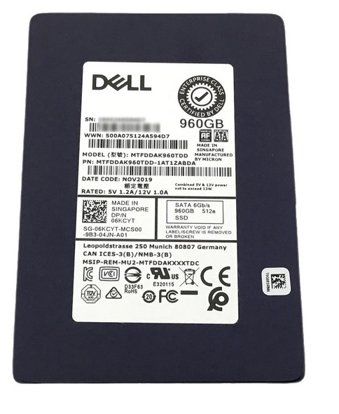 MTFDDAK960TDD-1AT1ZABDA - Micron 5200 Pro Series 960GB SATA 6Gb/s Triple-Level Cell Mixed Use 2.5-inch Solid State Drive Dell Oem