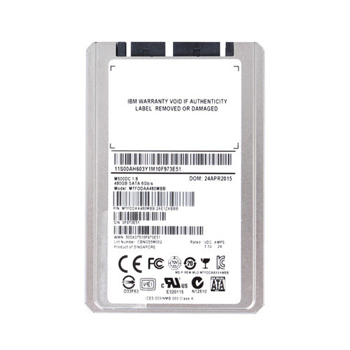 MTFDDAA480MBB-2AE1ZABBB - Micron RealSSD M500DC 480GB SATA 6Gb/s Multi-Level Cell NAND Flash 1.8-inch Solid State Drive